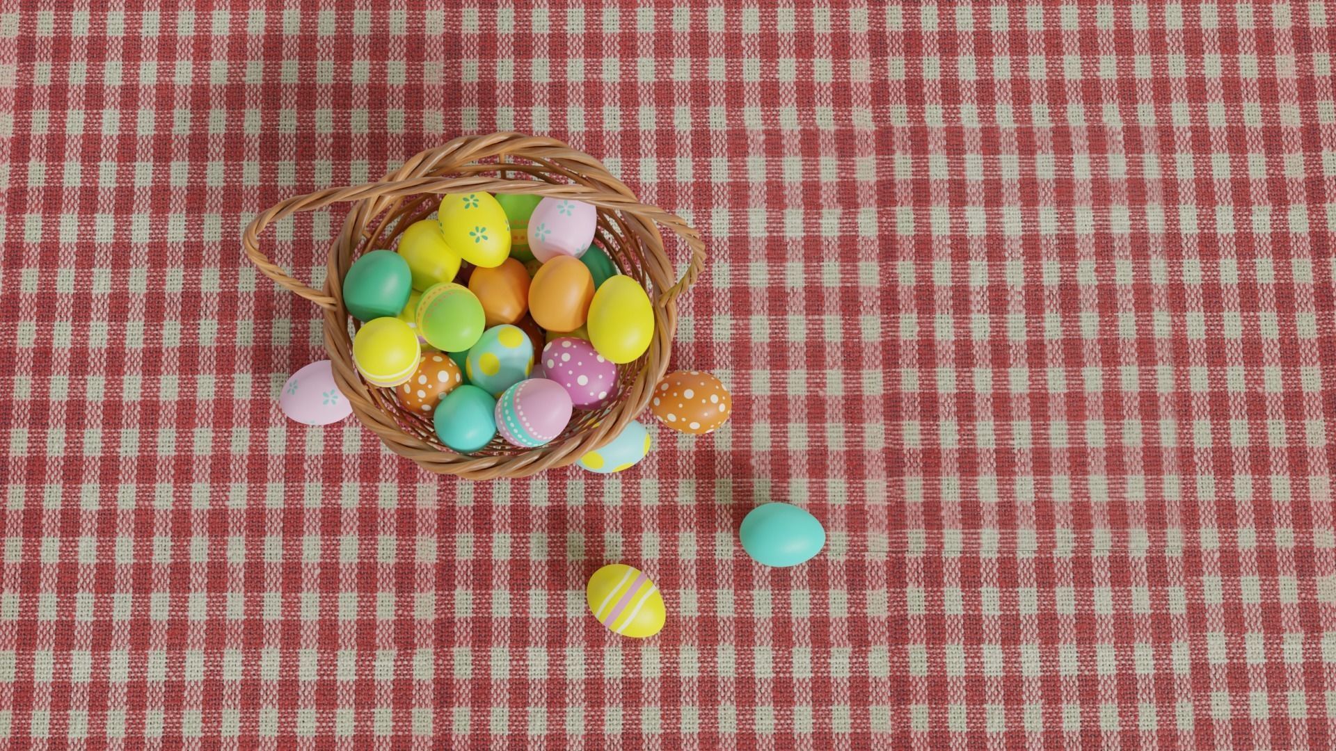 Easter Basket with Eggs 3D model_5