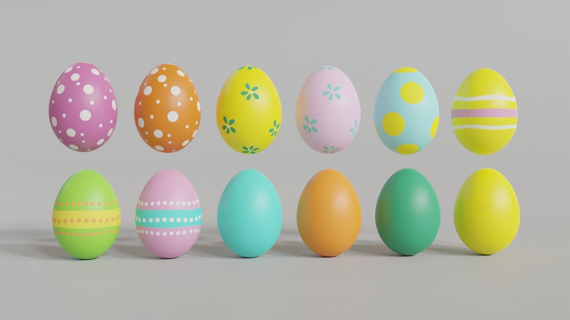 Easter Basket with Eggs 3D model_9