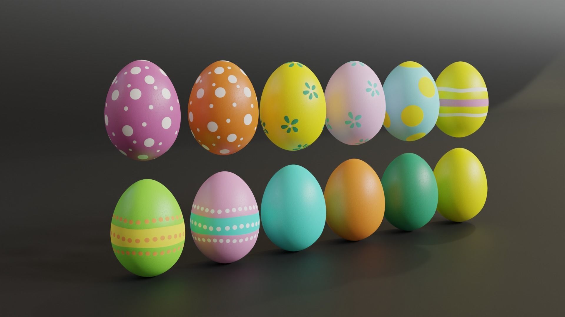 Easter Basket with Eggs 3D model_10
