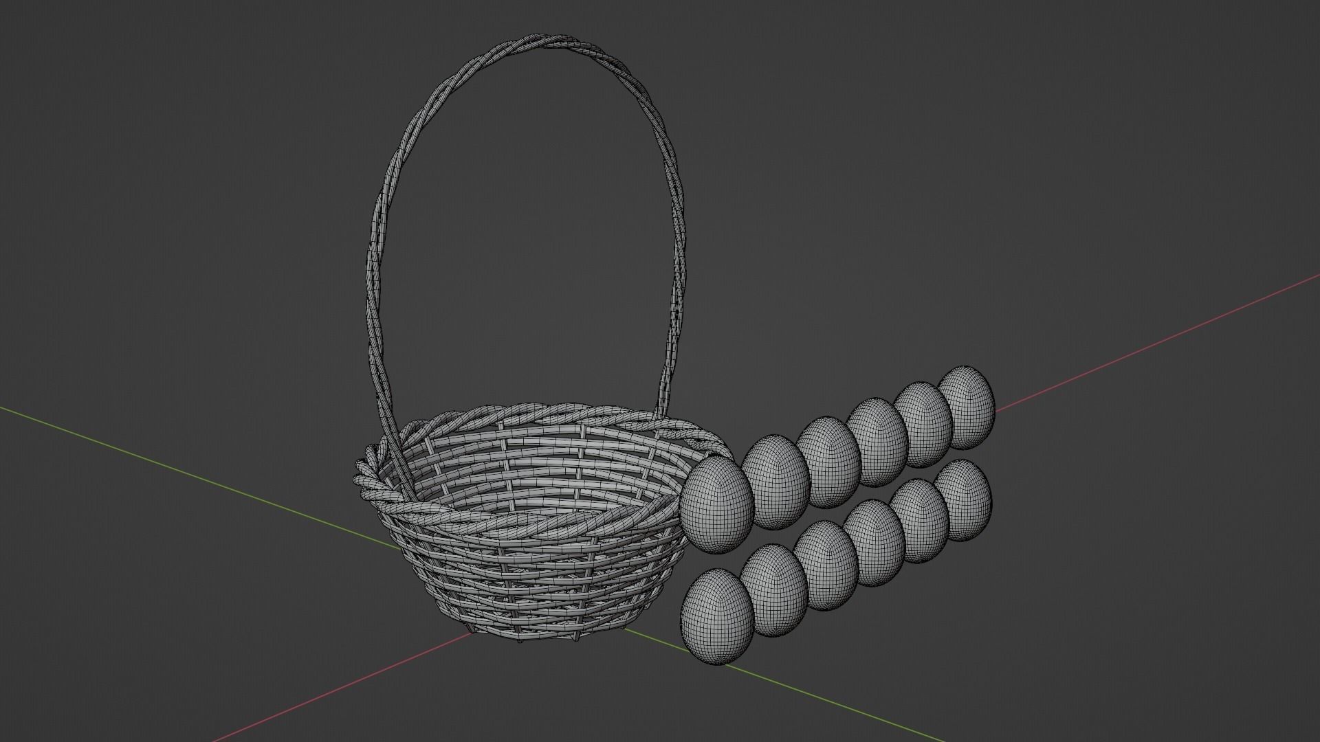 Easter Basket with Eggs 3D model_16