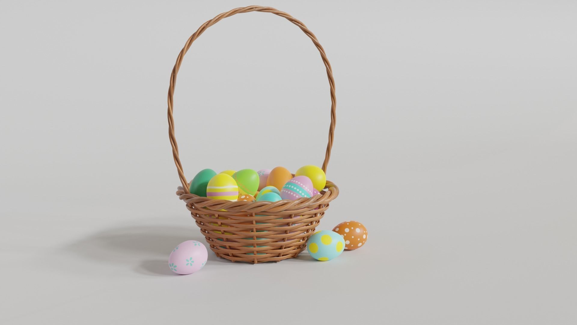 Easter Basket with Eggs 3D model_3