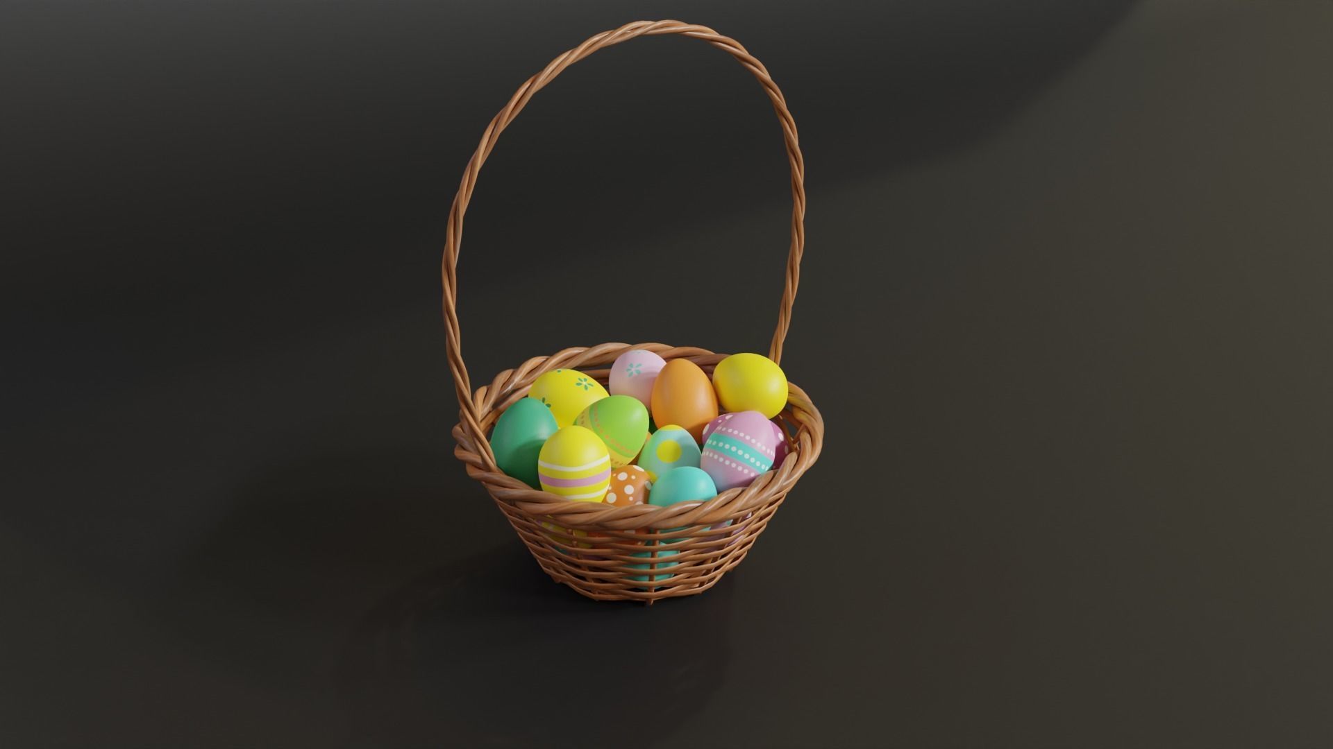 Easter Basket with Eggs 3D model_4