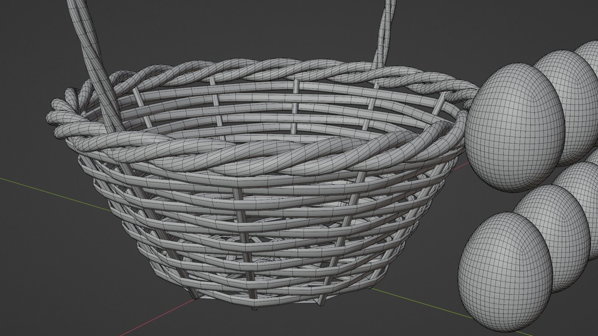 Easter White Basket with Eggs 3D model_13