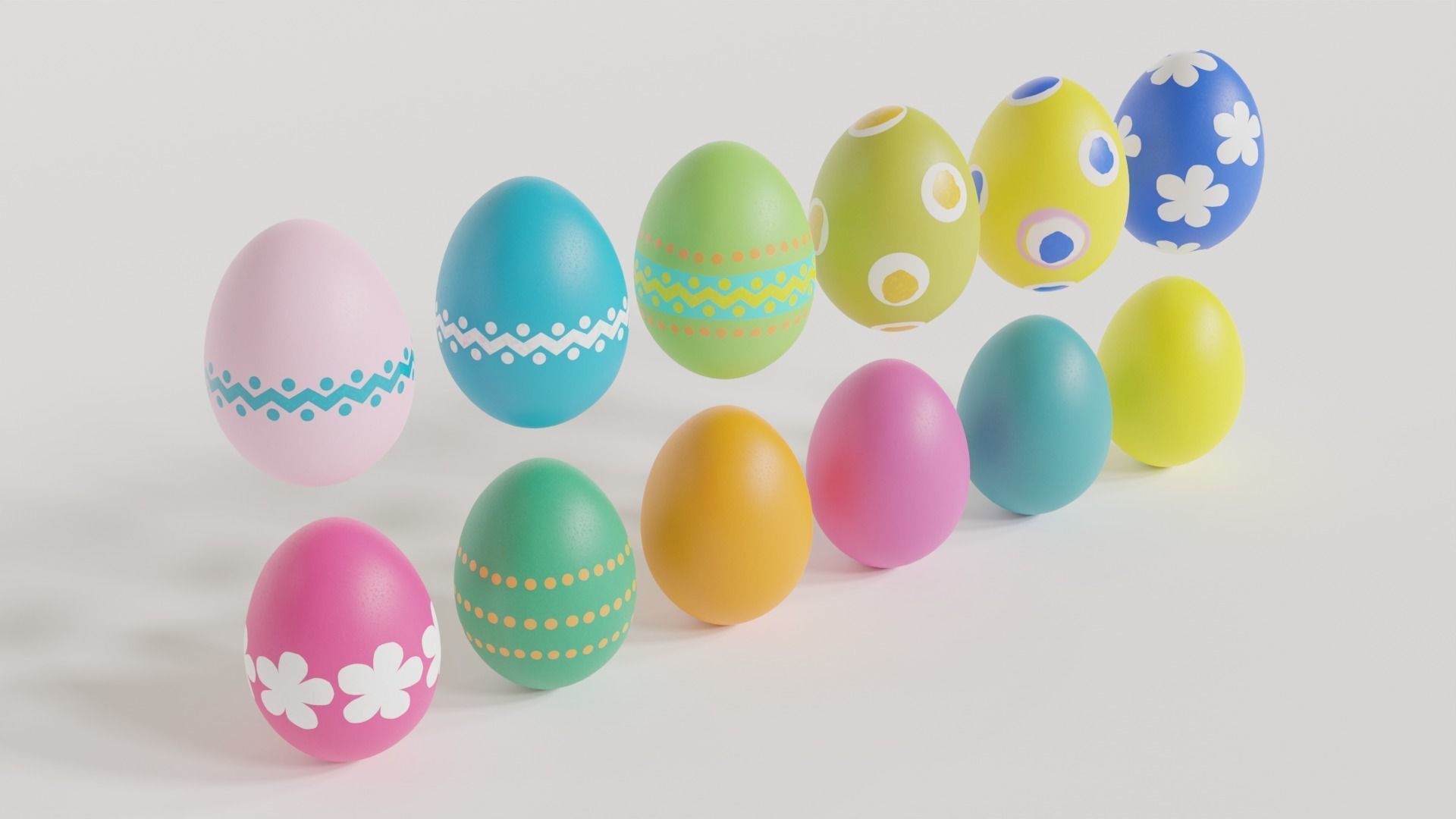 Easter White Basket with Eggs 3D model_11