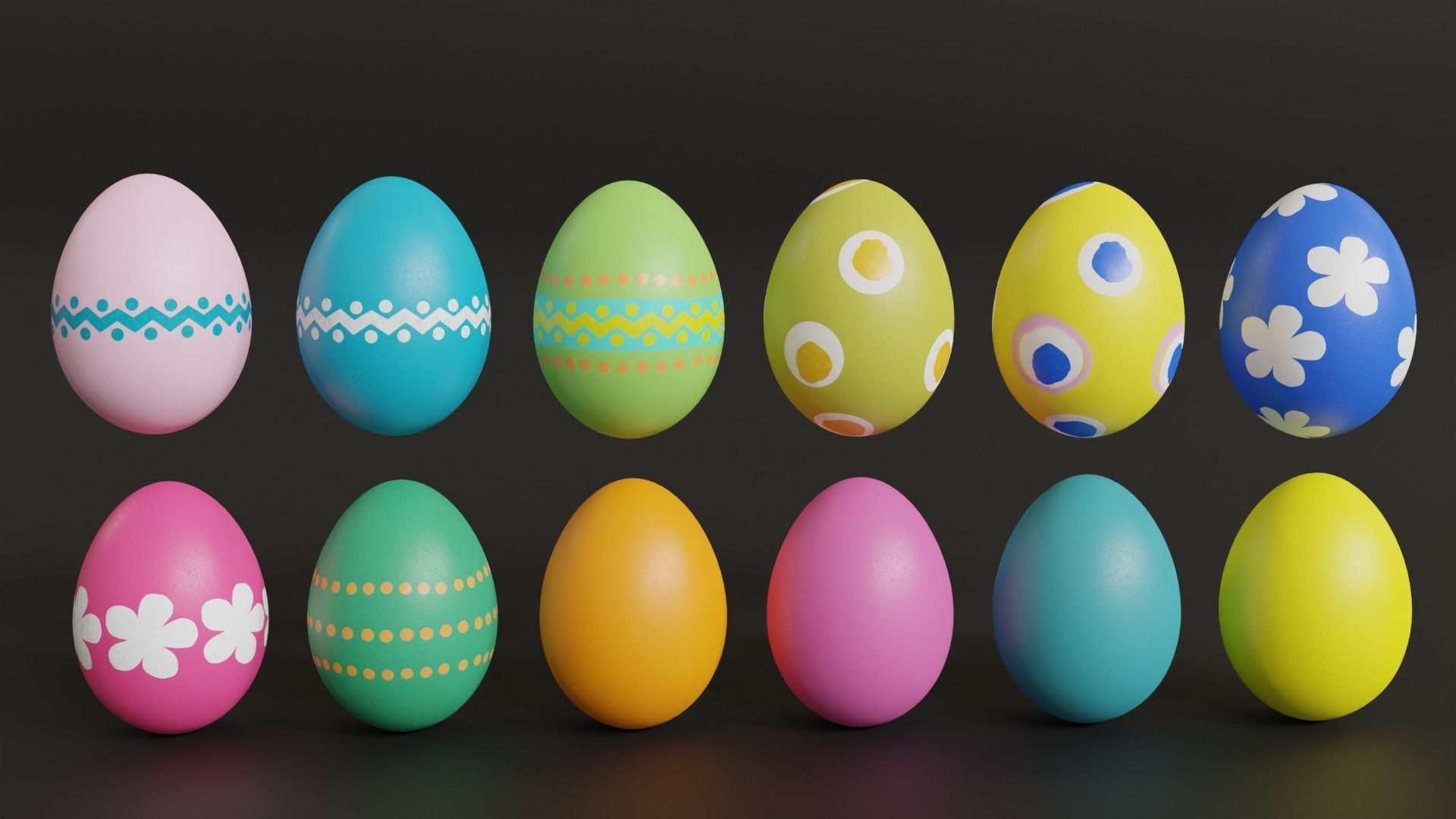 Easter White Basket with Eggs 3D model_9