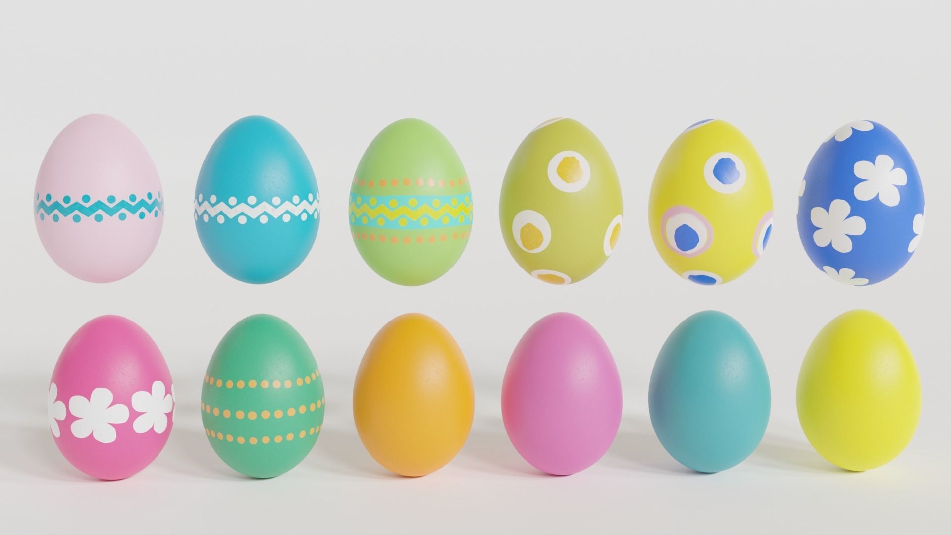 Easter White Basket with Eggs 3D model_10