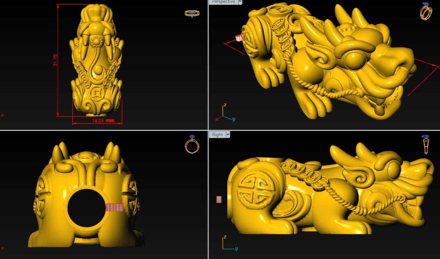 Pixiu Face Bracelet-Unicorn bracelet T01 3D print model_6