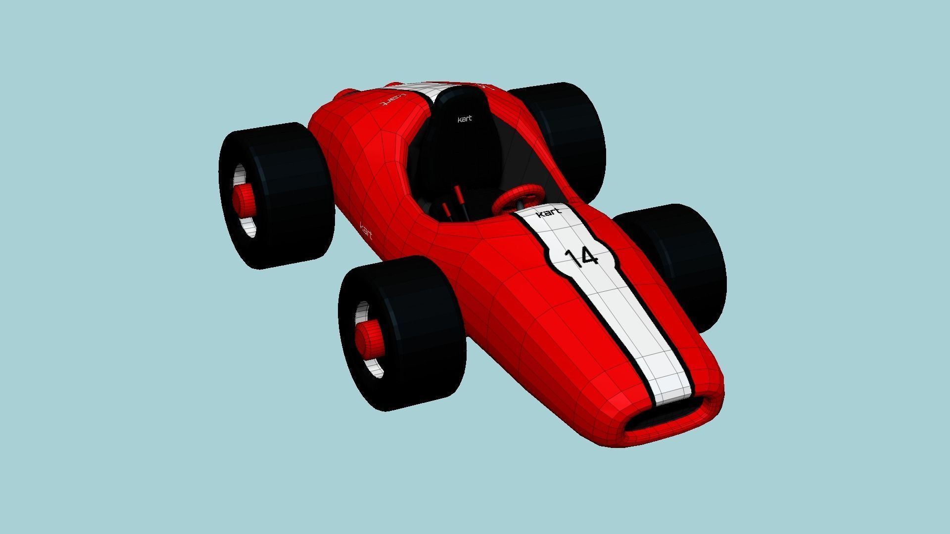Cartoon Kart F01 Red - Vehicle Racing Design Low-poly 3D model_6