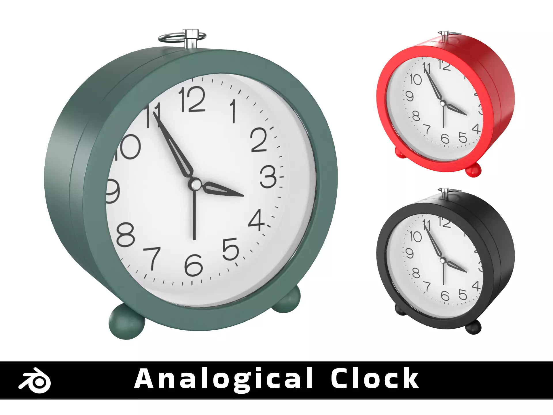 Analogical Clock - 3 Colors Low-poly 3D model_0