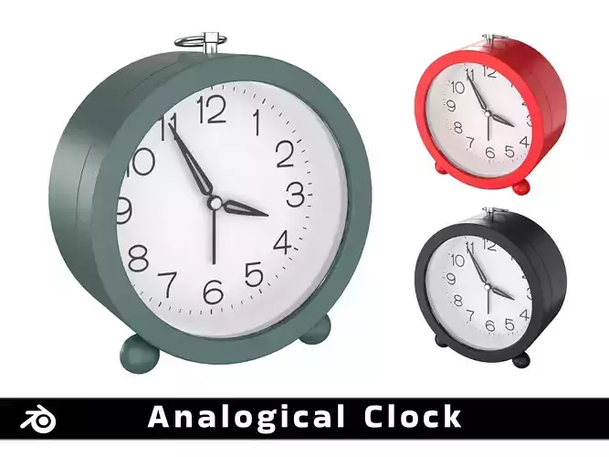 Analogical Clock - 3 Colors Low-poly 3D model Analogical Clock - 3 Colors Low-poly 3D model