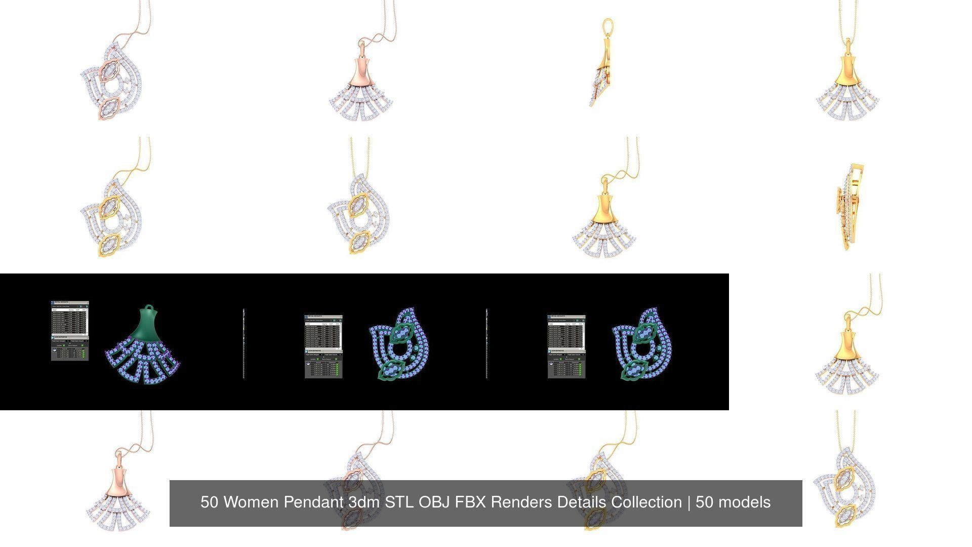 50 Women Pendant 3dm STL OBJ FBX Renders Details Collection _5