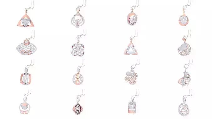 50 Women Pendant 3dm STL OBJ FBX Renders Details Collection