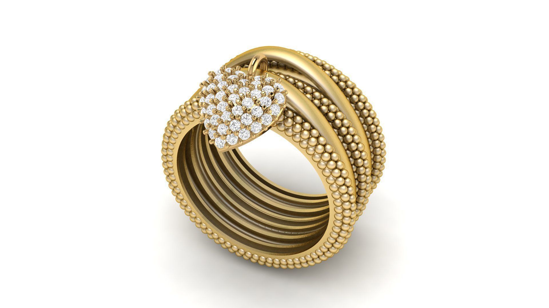 Bead Bubble Ring with Heart Charm 3D print model_4