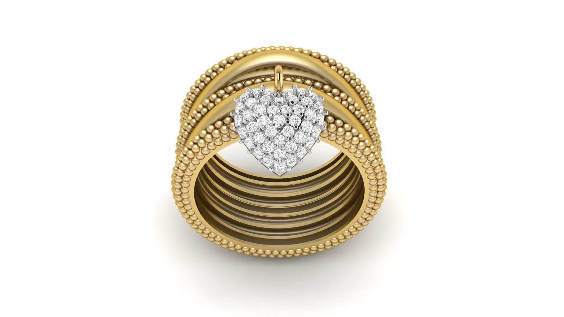 Bead Bubble Ring with Heart Charm 3D print model_2