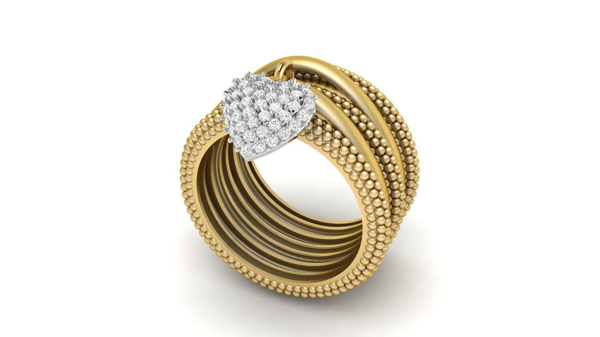 Bead Bubble Ring with Heart Charm 3D print model_1