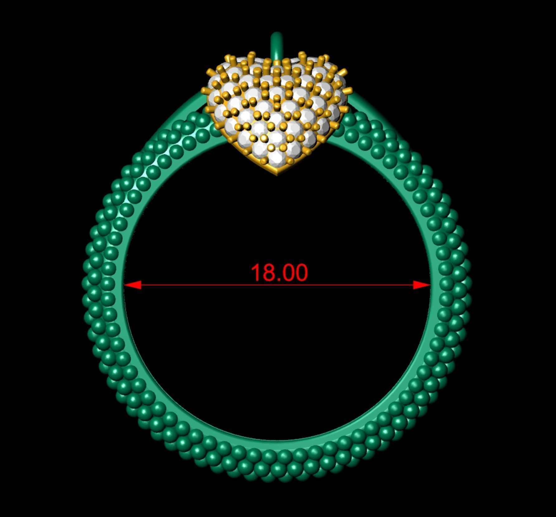 Bead Bubble Ring with Heart Charm 3D print model_7