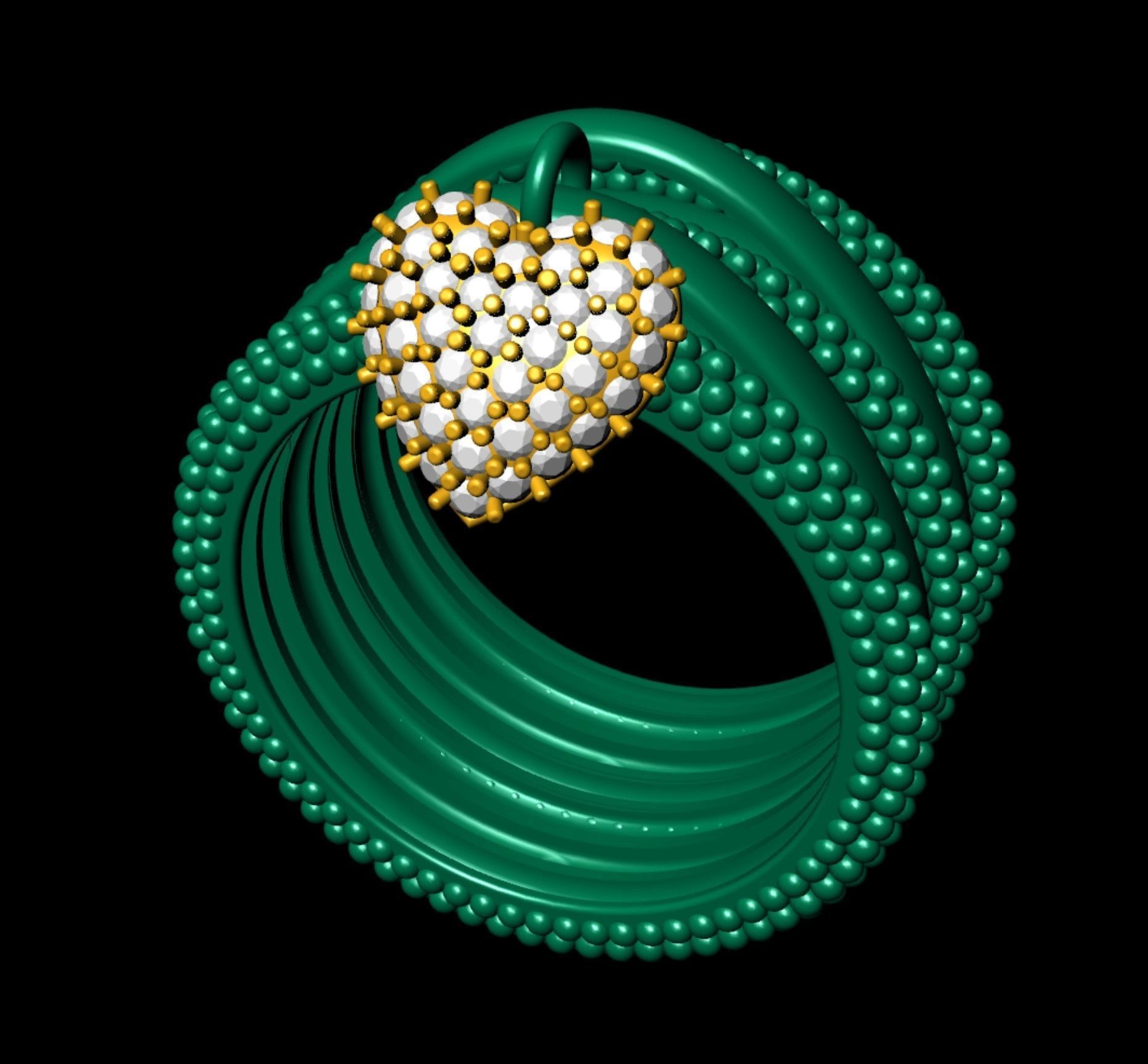 Bead Bubble Ring with Heart Charm 3D print model_10