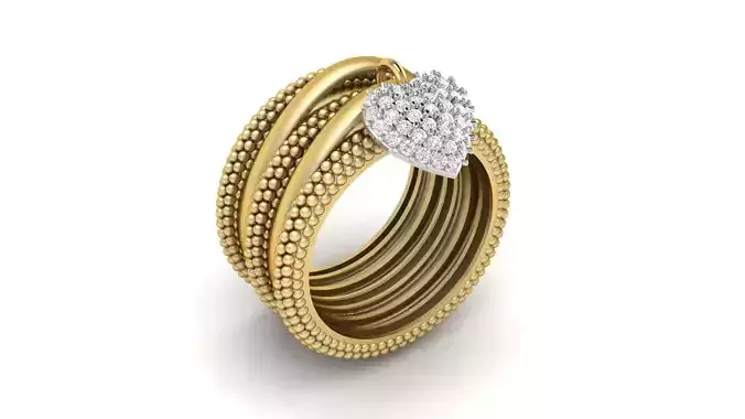 Bead Bubble Ring with Heart Charm