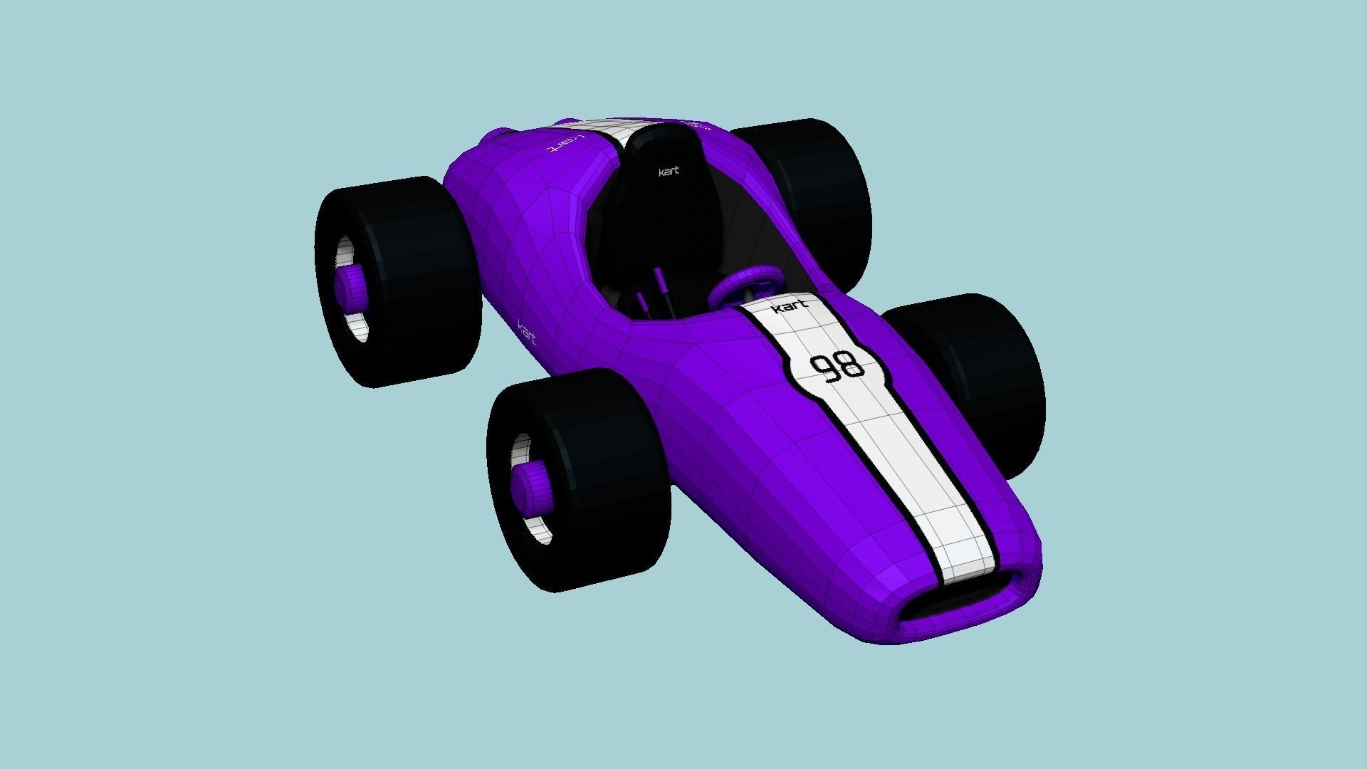 Cartoon Kart F04 Purple - Vehicle Racing Design Low-poly 3D model_6