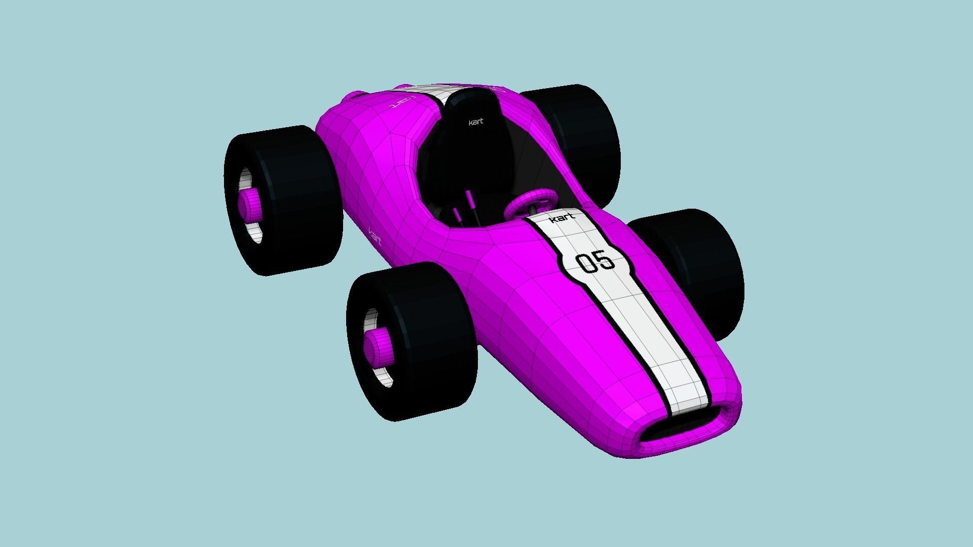 Cartoon Kart F05 Pink - Vehicle Racing Design Low-poly 3D model_6