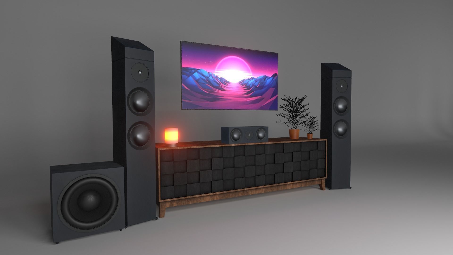 Banana Speakers V6 - Cinema Surround Low-poly 3D model_1