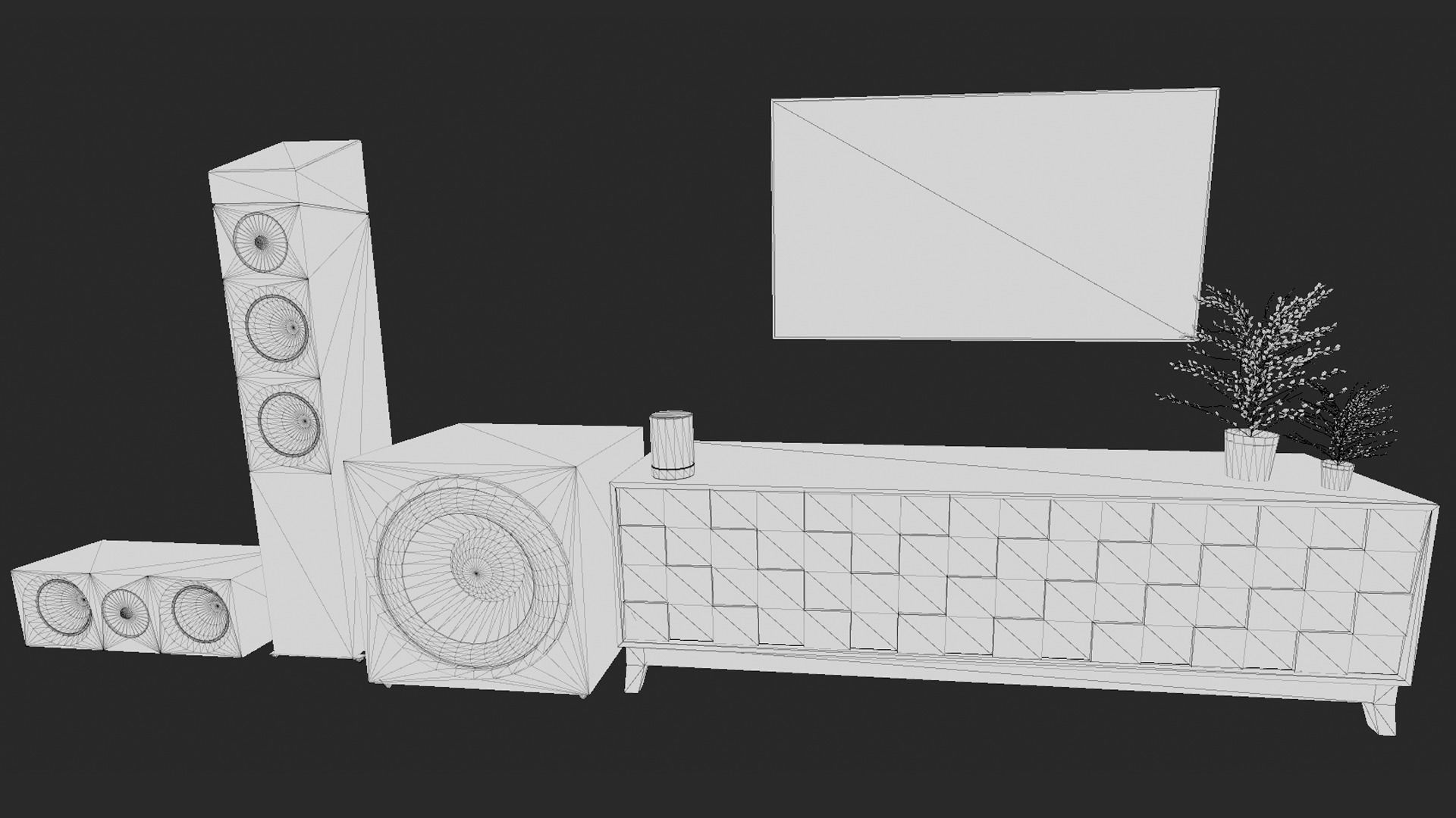 Banana Speakers V6 - Cinema Surround Low-poly 3D model_6