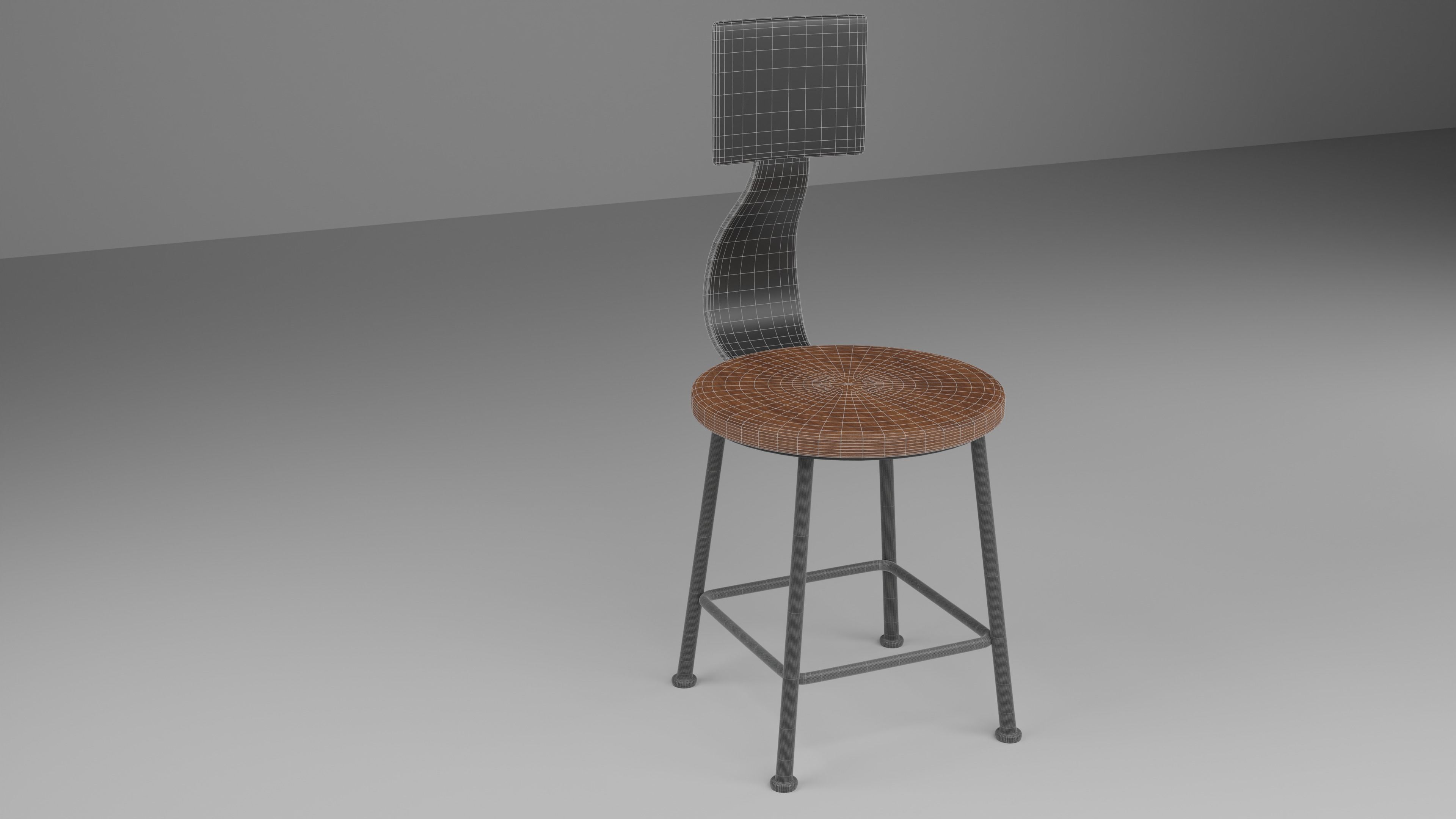 Coffee Shop Chair and Table Low-poly 3D model_10