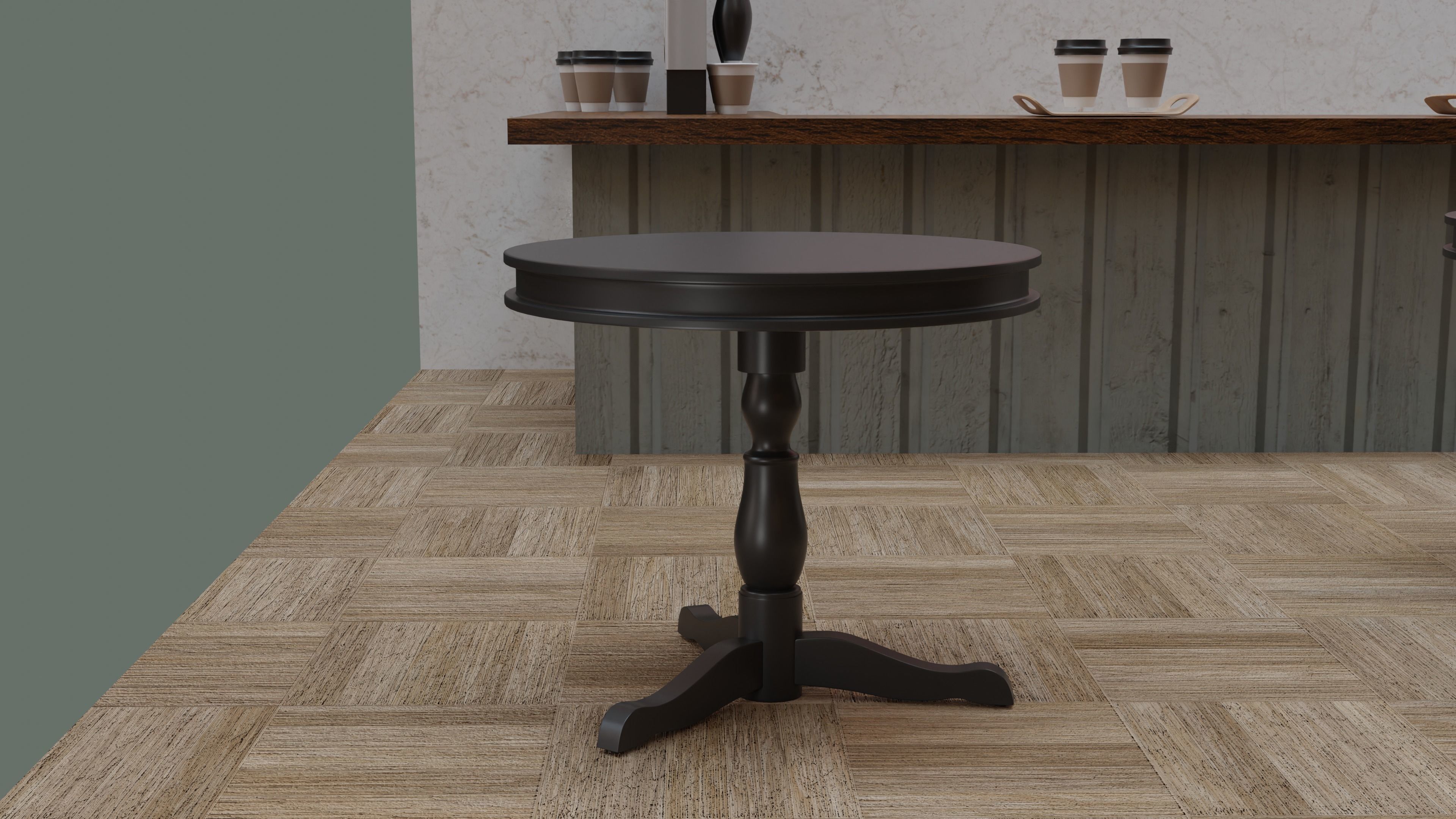 Coffee Shop Chair and Table Low-poly 3D model_5