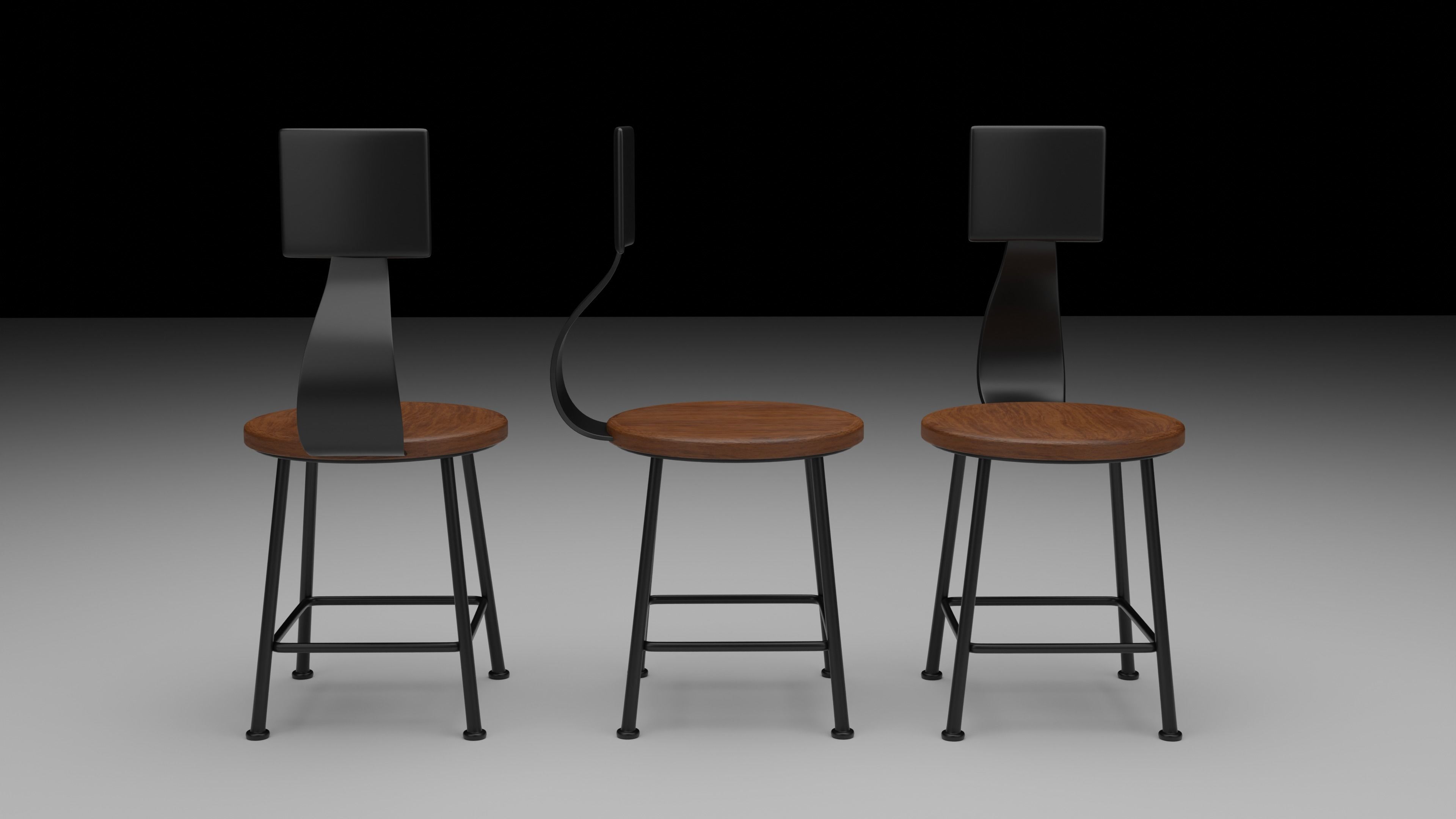 Coffee Shop Chair and Table Low-poly 3D model_7