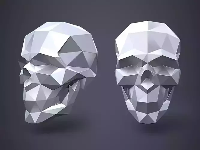 Lowpoly style skull for 3d printing and unwrapped 3D print model