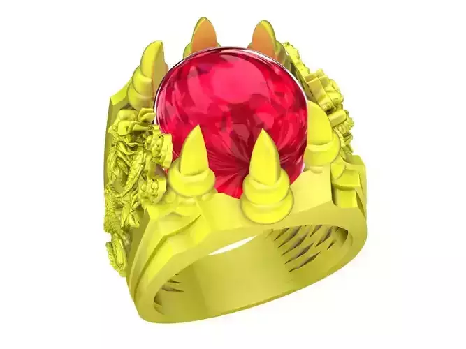 oval ruby dragon and claws men ring 4731