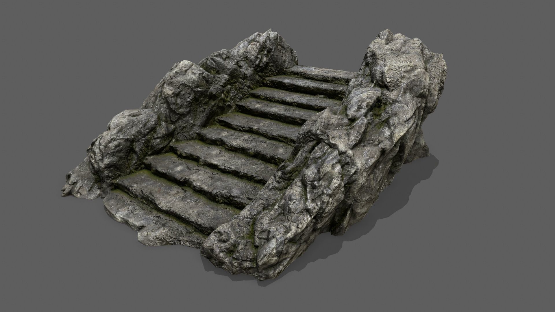 Stairs stone staircase Low-poly 3D model_2