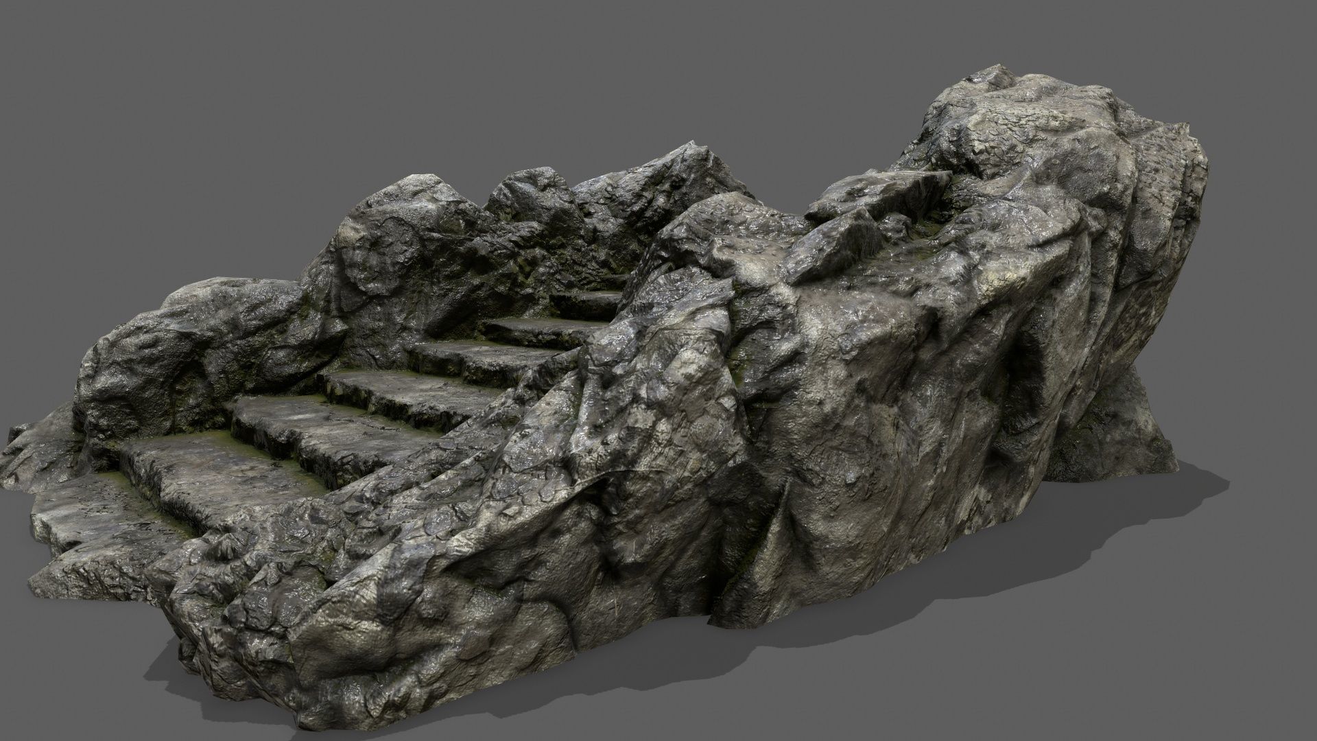 Stairs stone staircase Low-poly 3D model_9