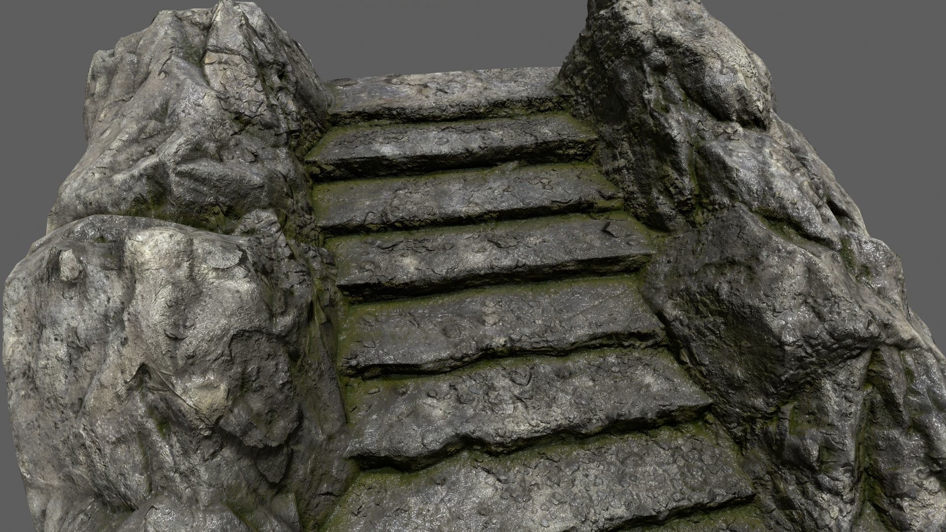 Stairs stone staircase Low-poly 3D model_15
