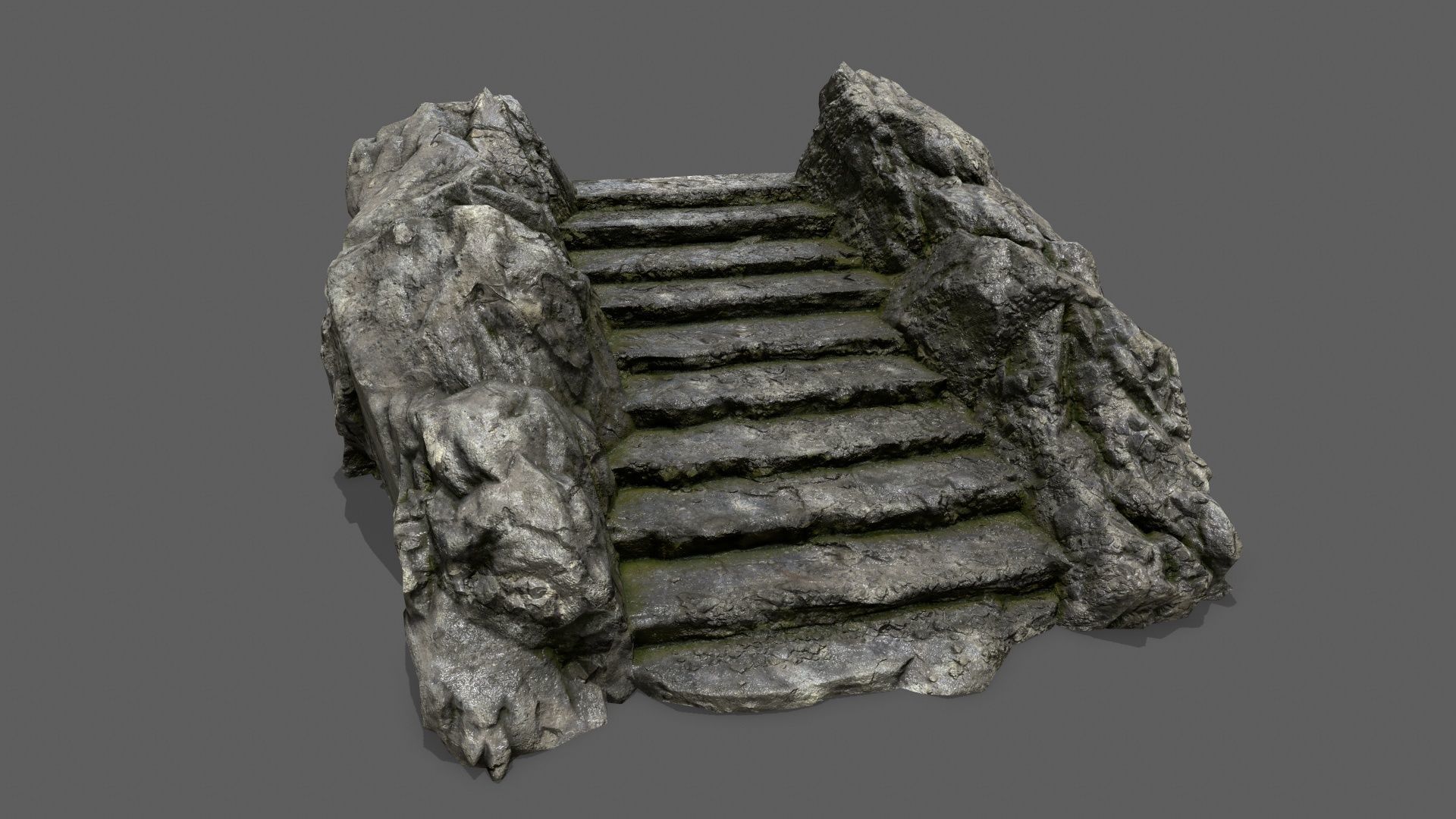 Stairs stone staircase Low-poly 3D model_7