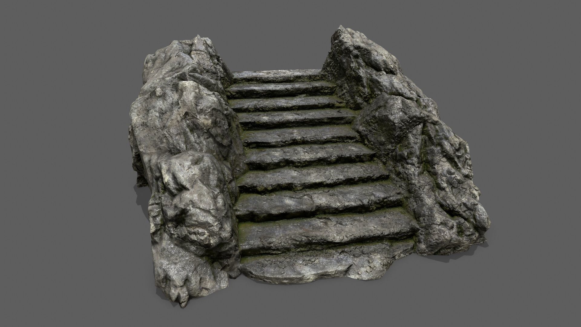 Stairs stone staircase Low-poly 3D model_1