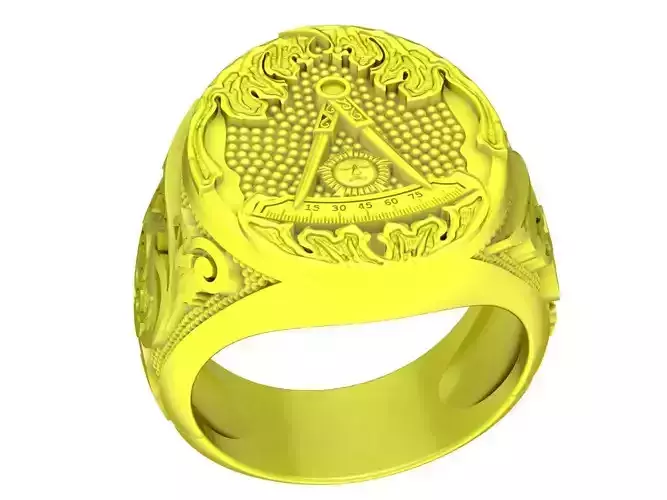 The Sun Masonic Men Ring 3D Print Model A4730