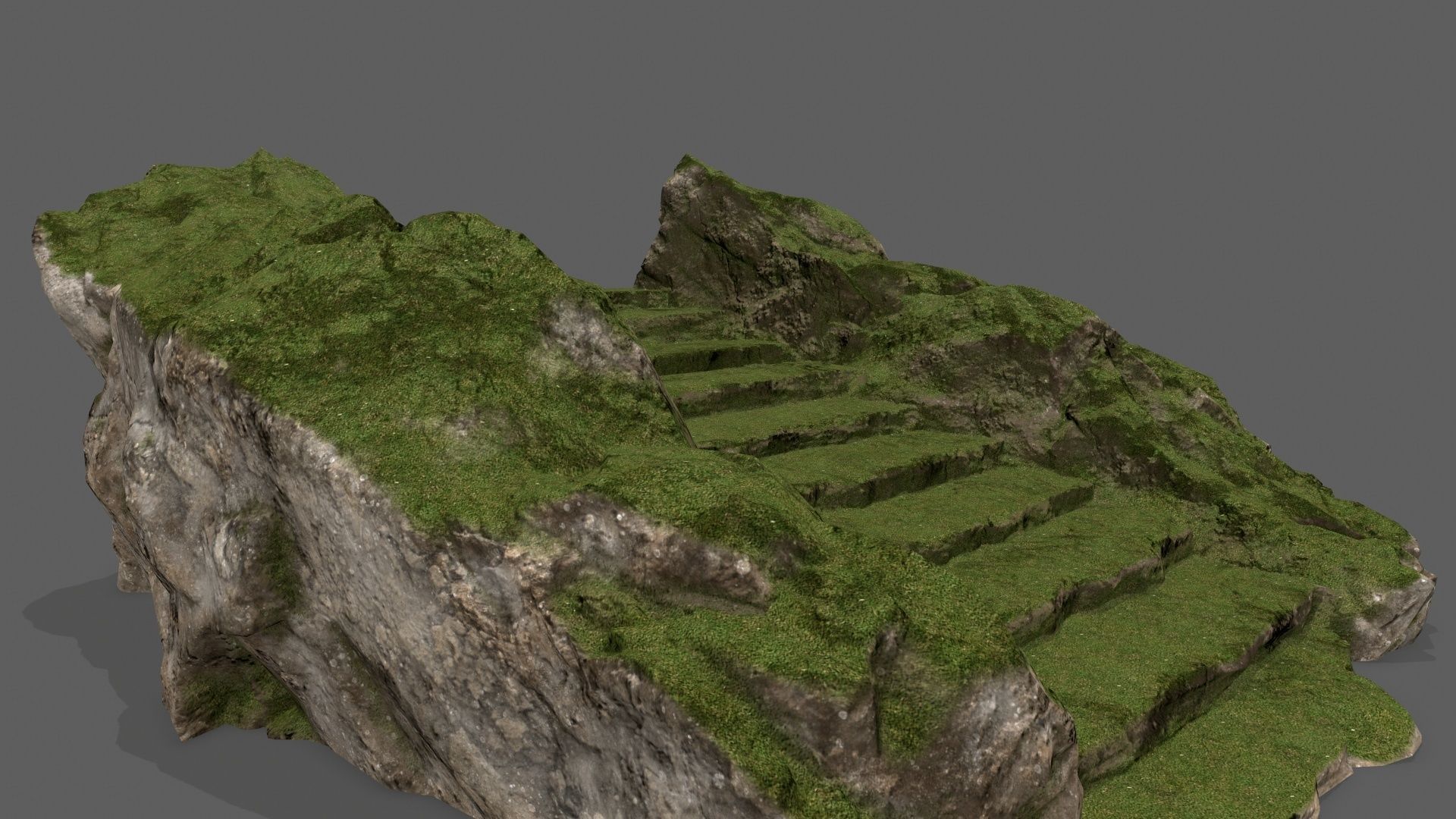 Stairs with moss on top Low-poly 3D model_15