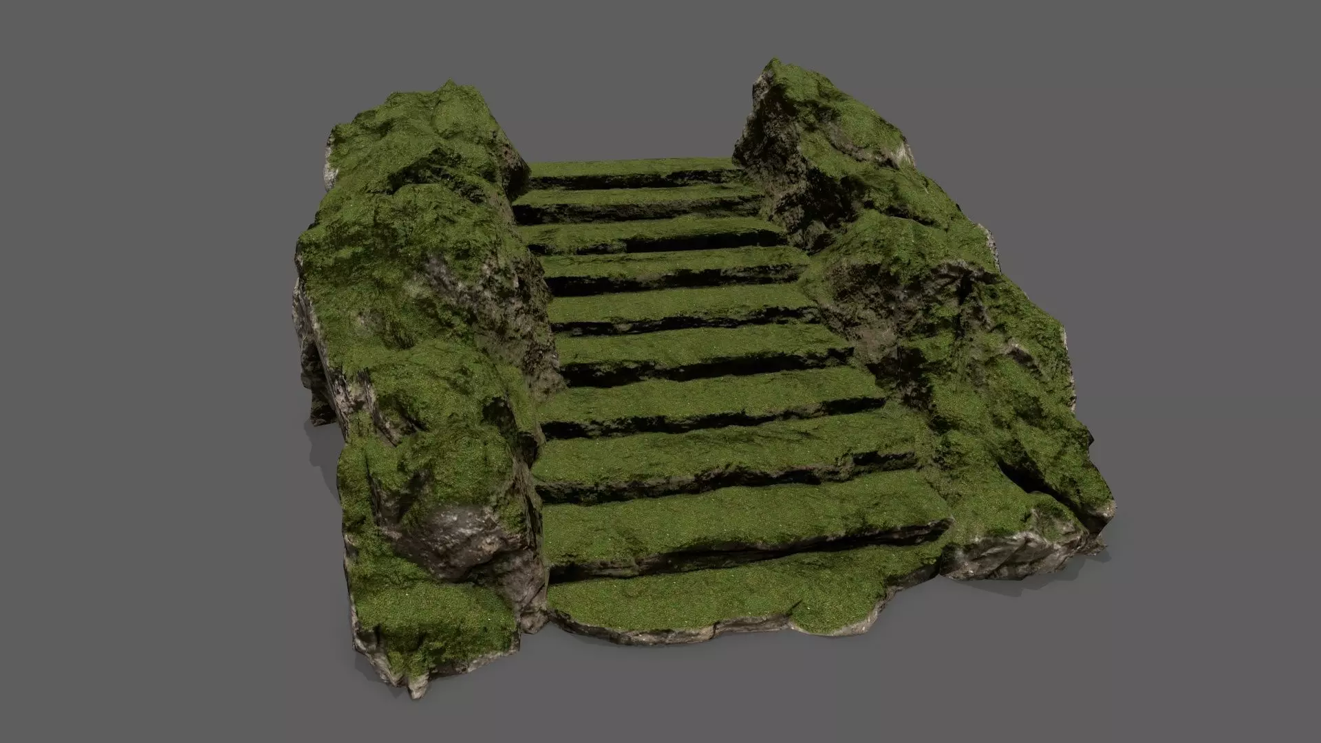 Stairs with moss on top Low-poly 3D model_0