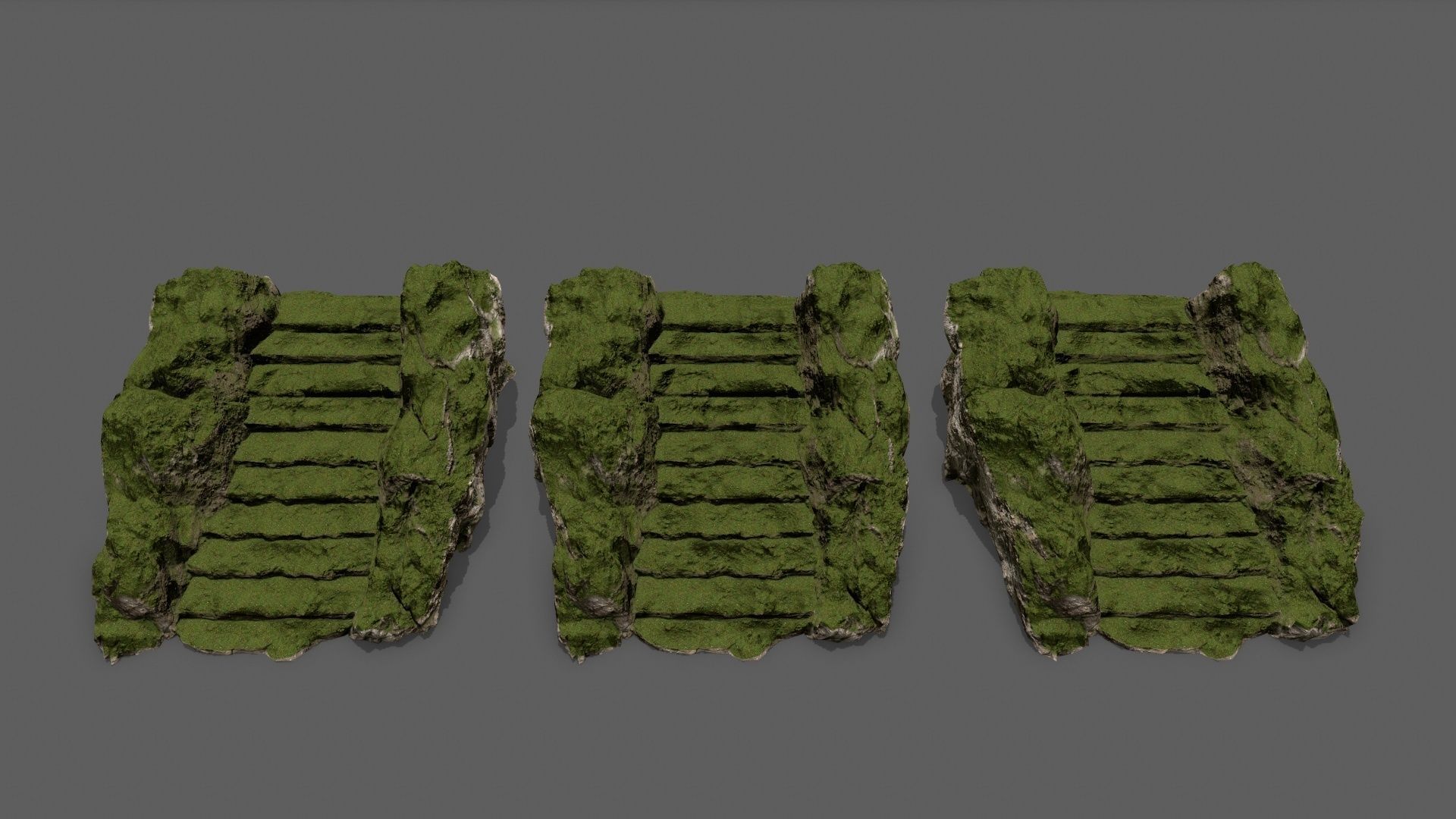 Stairs with moss on top Low-poly 3D model_17