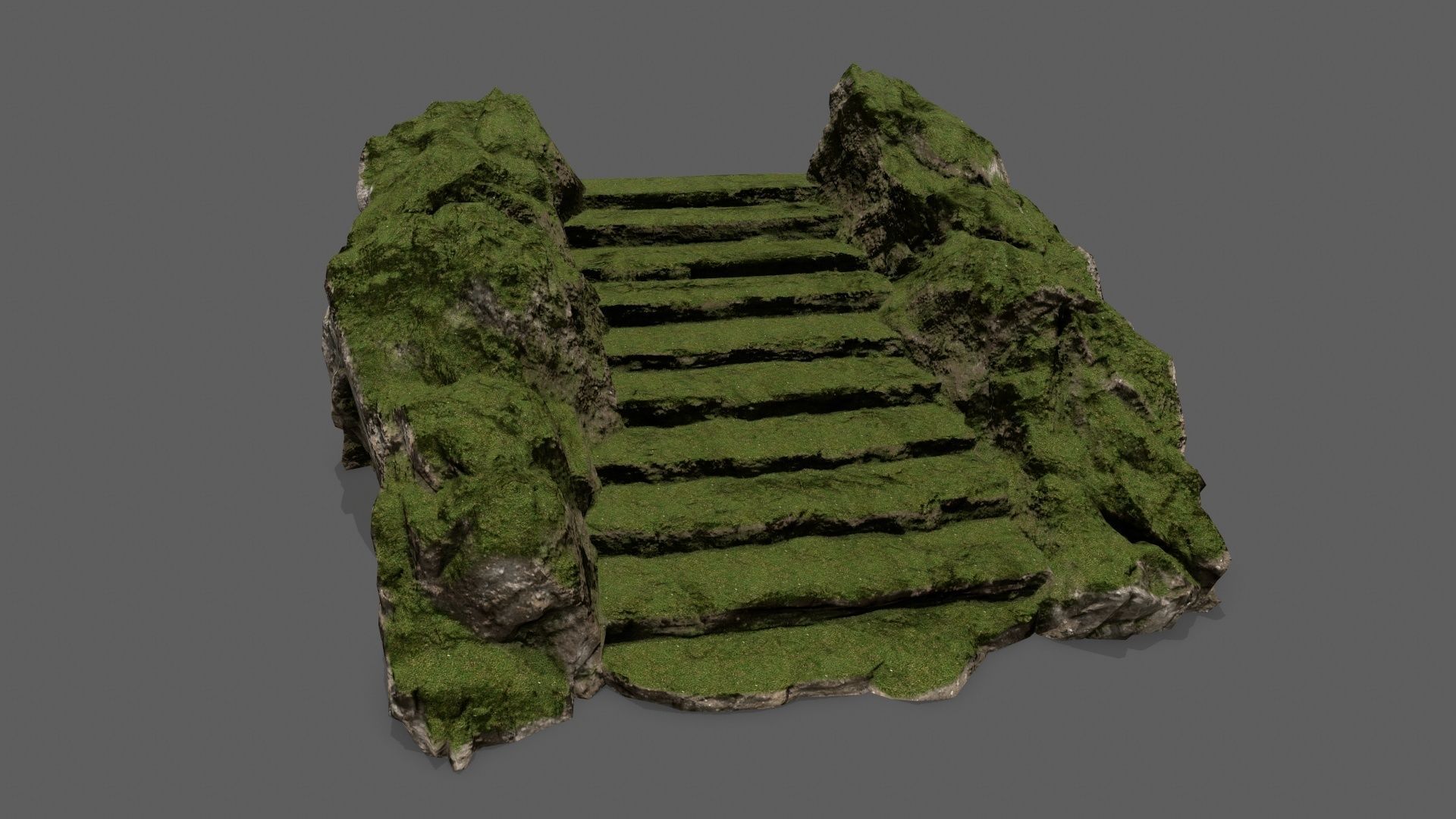 Stairs with moss on top Low-poly 3D model_1
