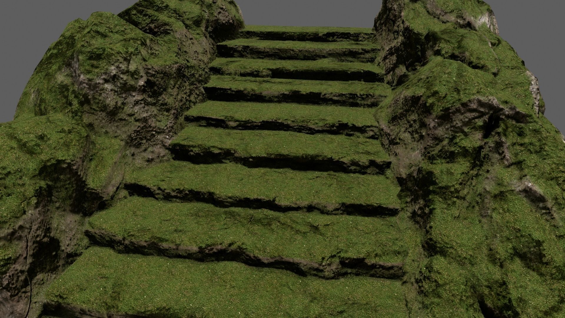 Stairs with moss on top Low-poly 3D model_9