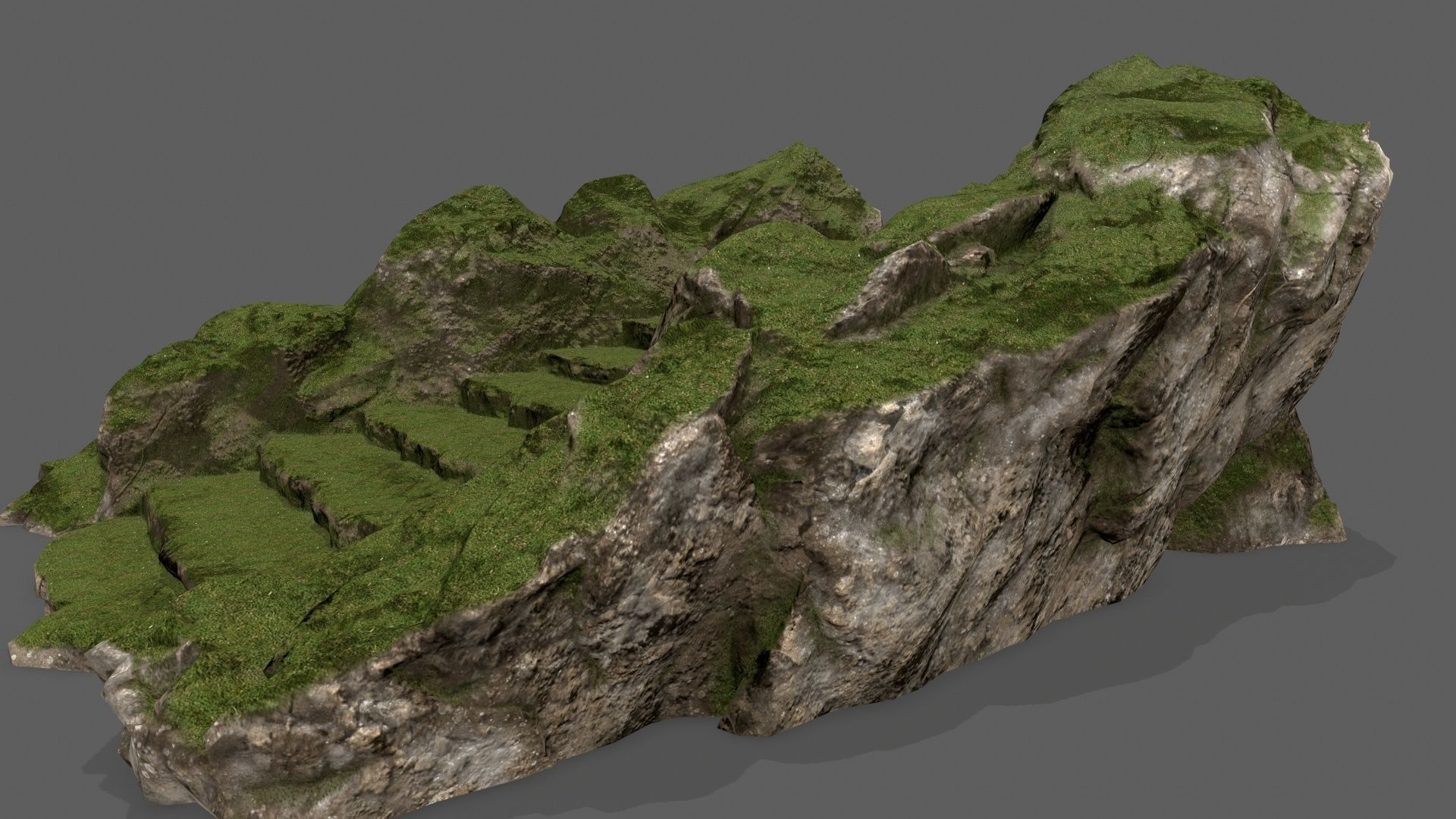 Stairs with moss on top Low-poly 3D model_10