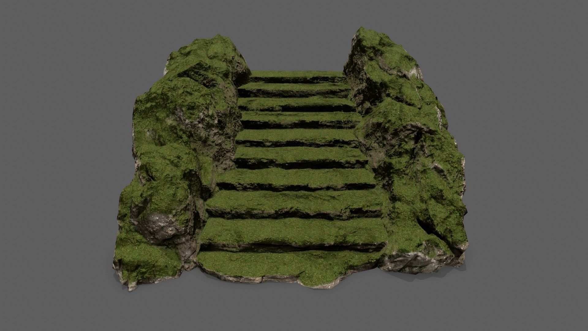 Stairs with moss on top Low-poly 3D model_8