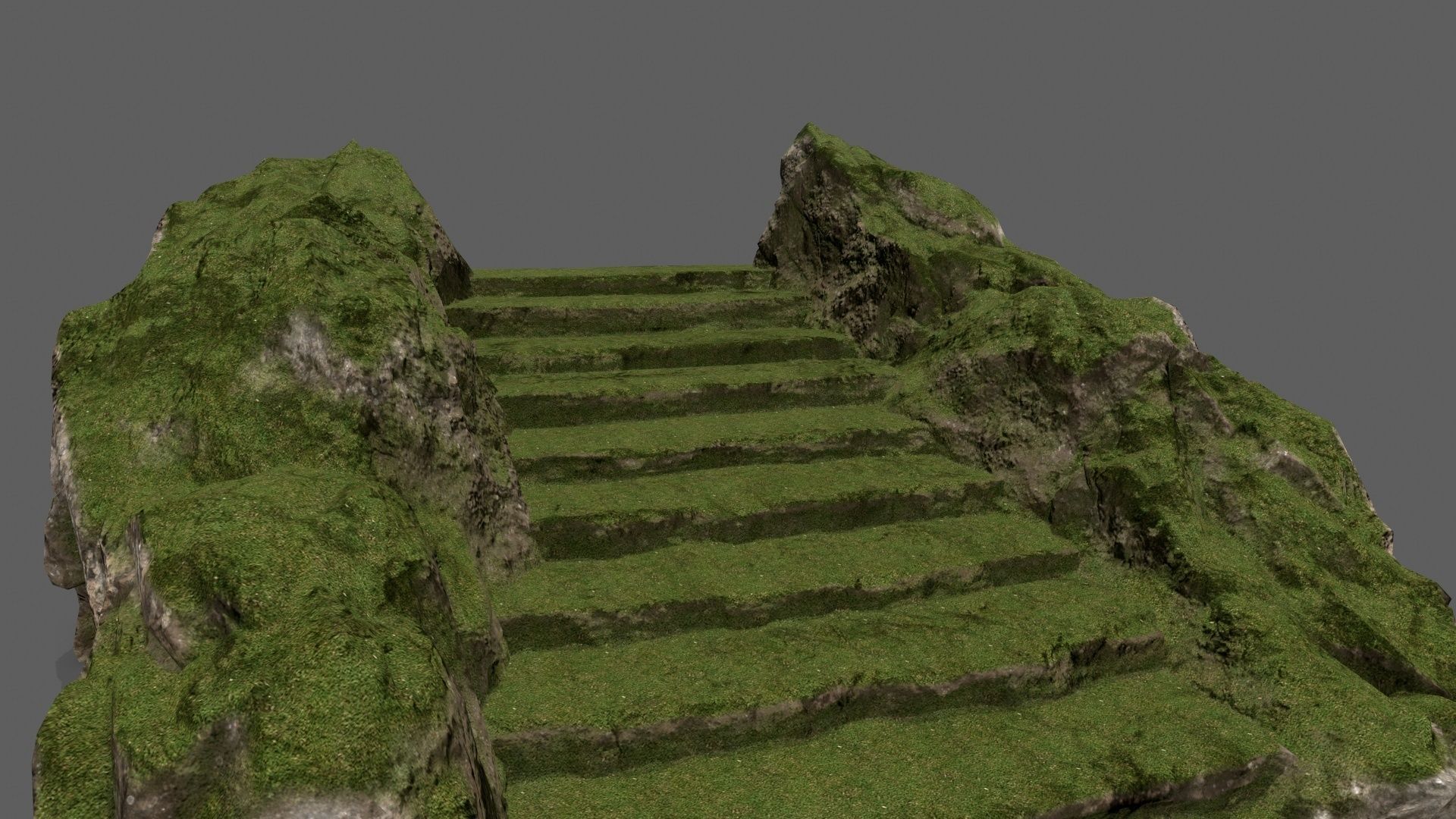 Stairs with moss on top Low-poly 3D model_16