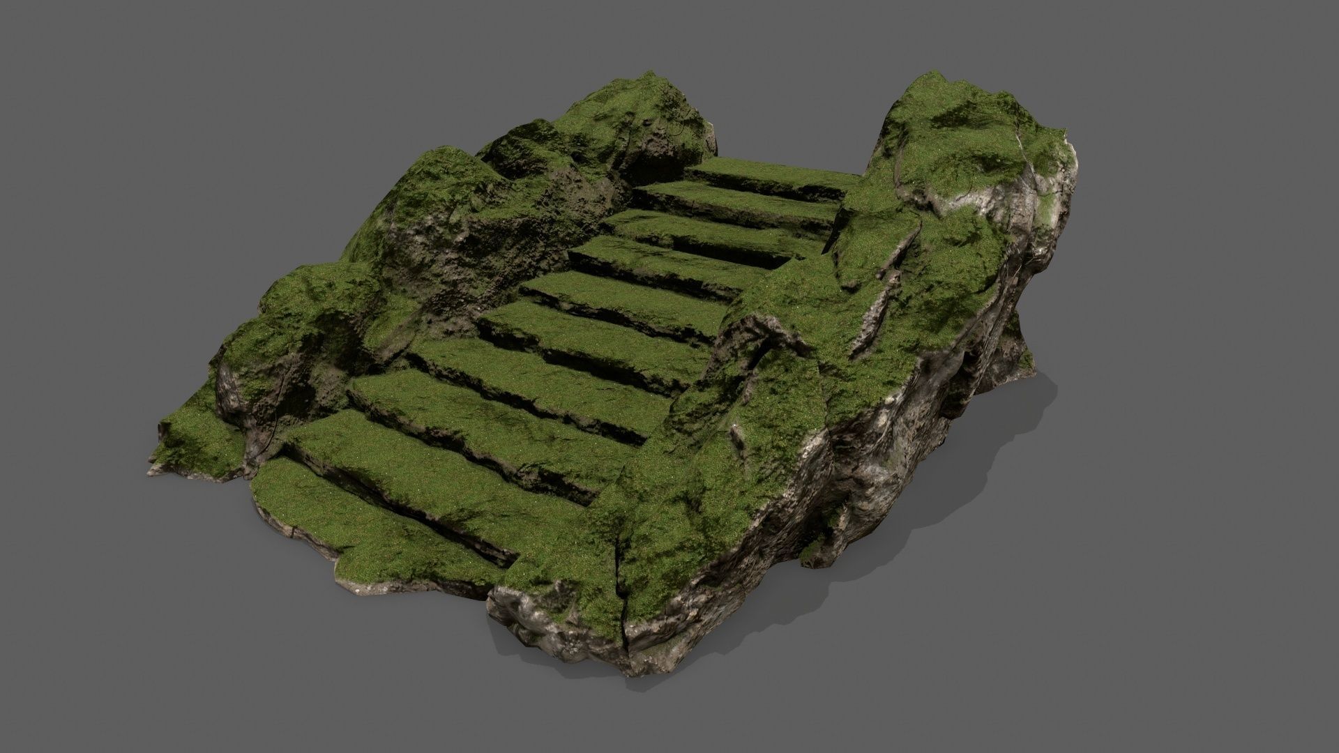 Stairs with moss on top Low-poly 3D model_2
