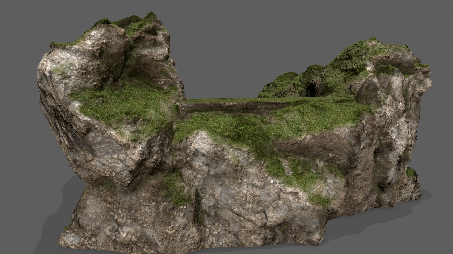 Stairs with moss on top Low-poly 3D model_12