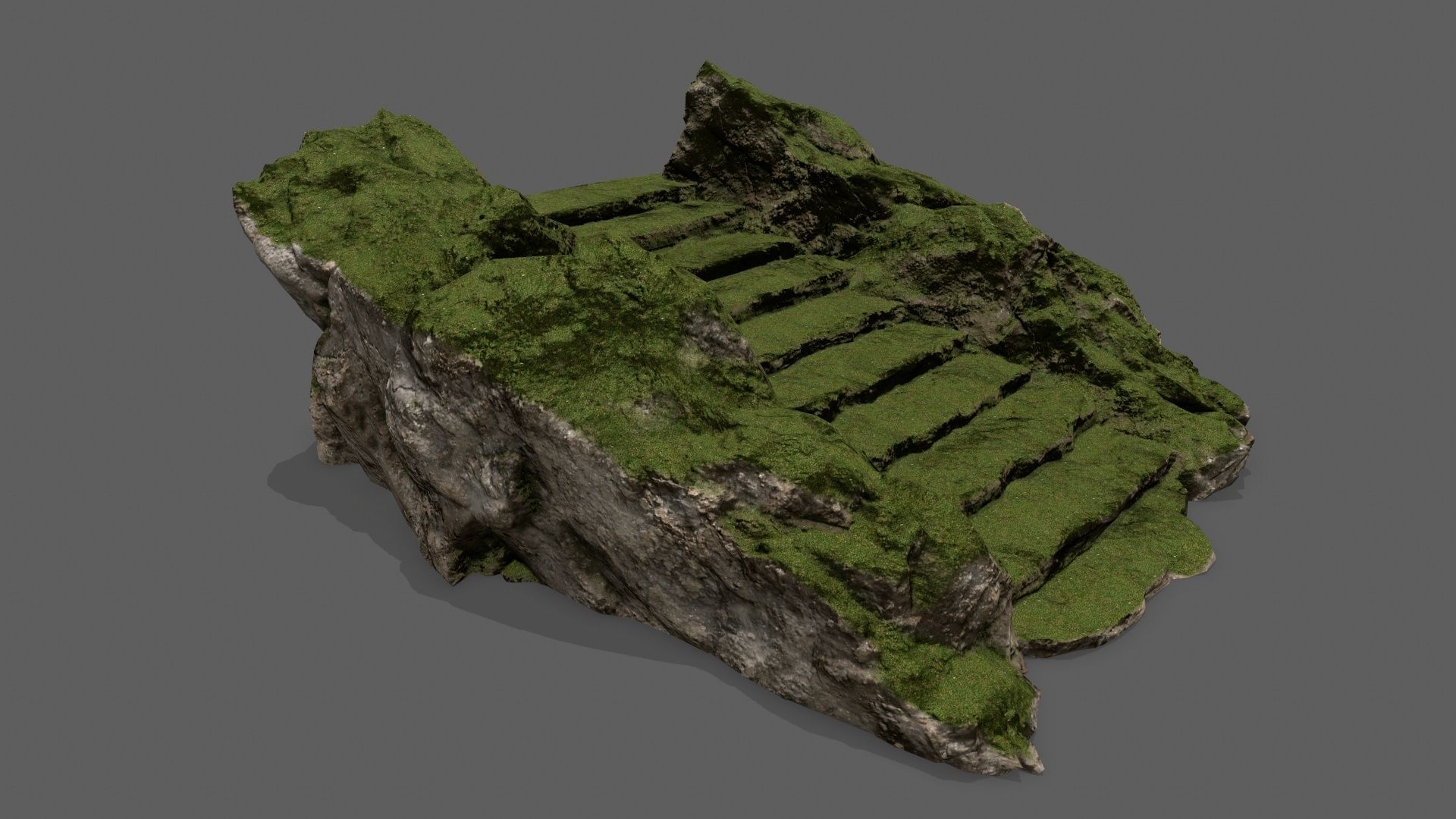 Stairs with moss on top Low-poly 3D model_7