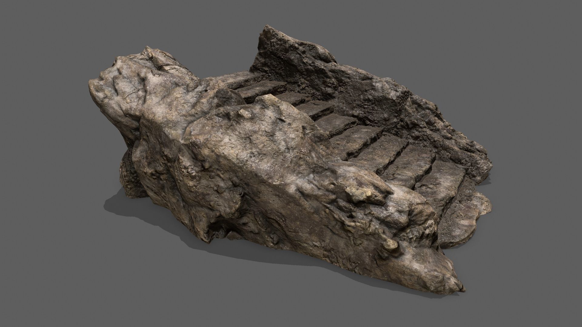 Stairs stone staircase Low-poly 3D model_7