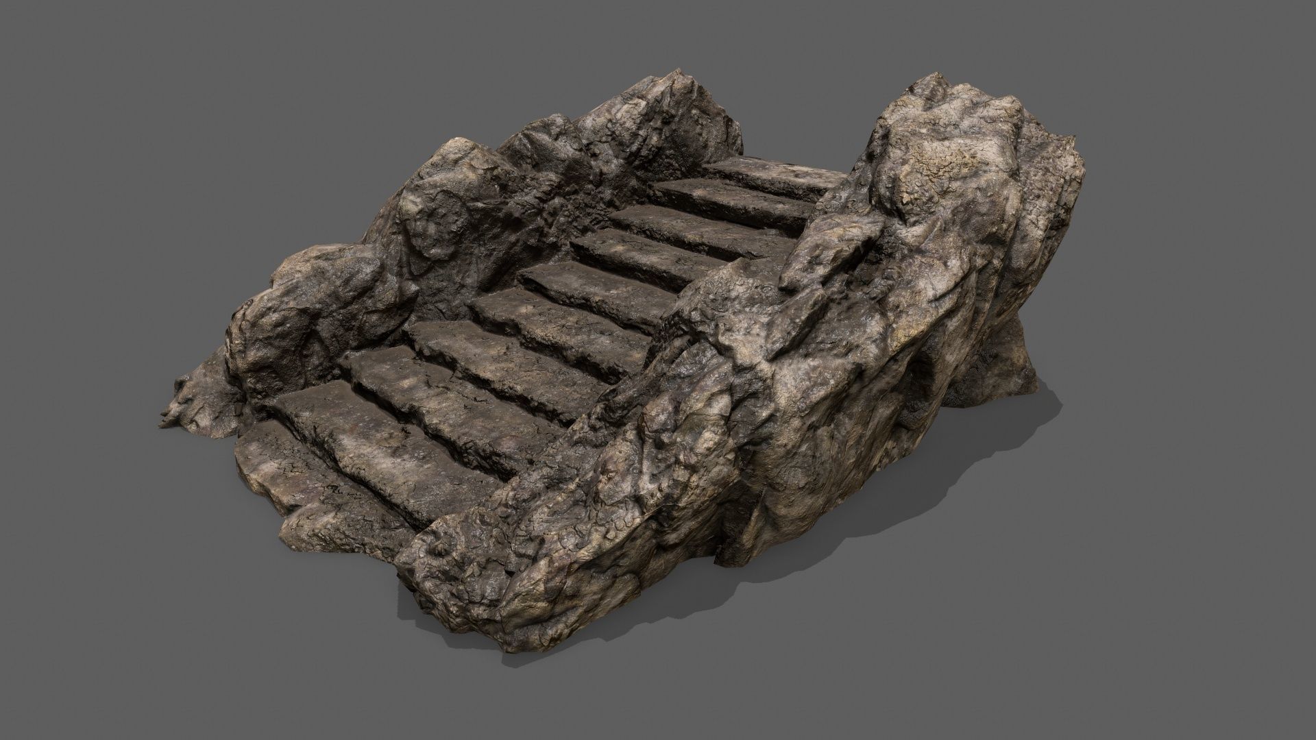 Stairs stone staircase Low-poly 3D model_2